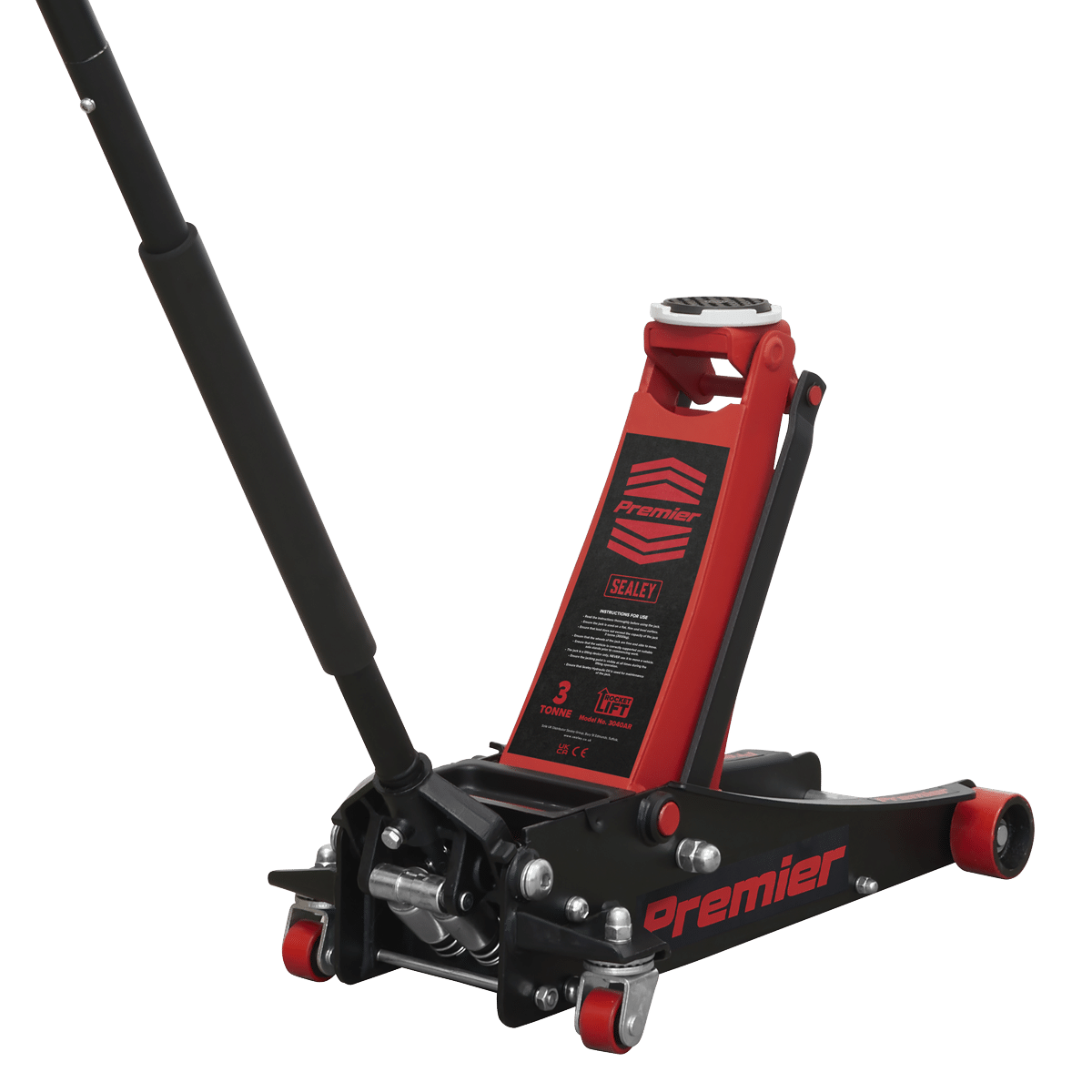 Sealy Trolley Jack 3 Tonne Low Profile Rocket Lift Red Model No. 3040AR
